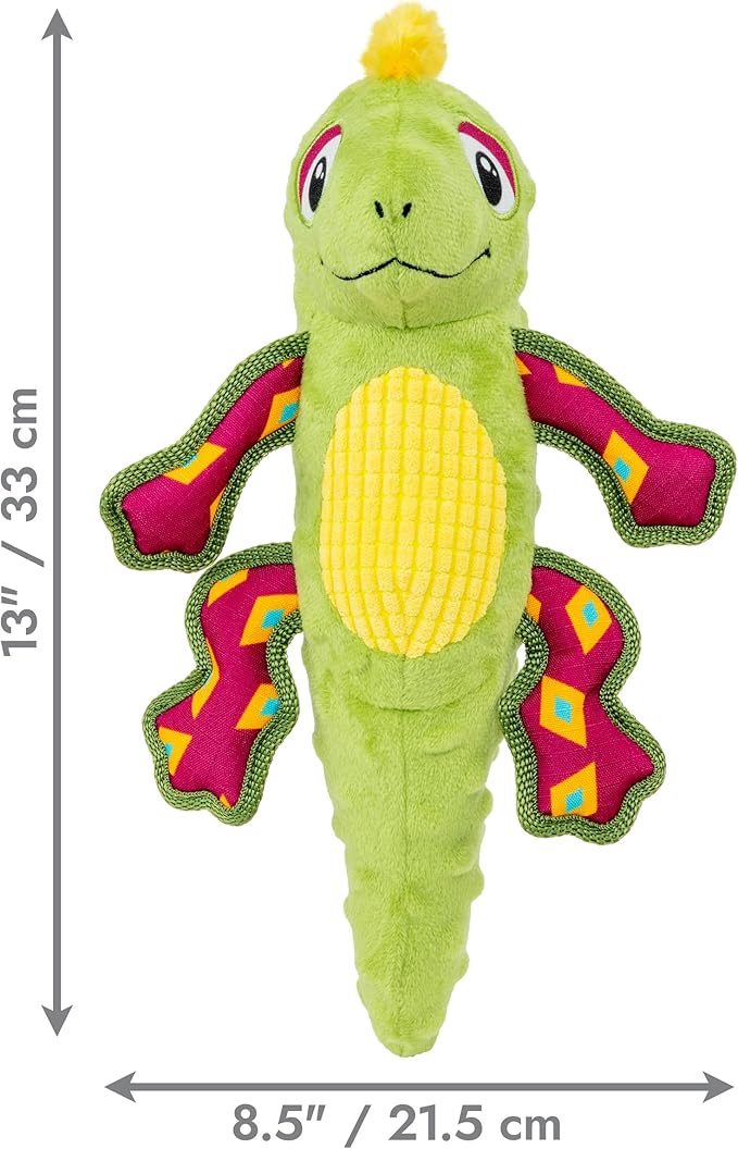 KONG Tropics Rattlez Dog Toy – Durable Plush with Rattle & Crinkle Sounds, Multi-Texture Interactive Enrichment Toy for Dogs (Iguana, Medium/Large)