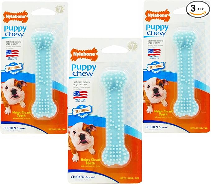Nylabone 3 Pack Of Puppy Chew Chicken Flavored Teething Bones