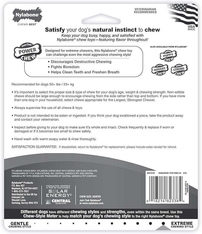 Nylabone 5 Pack of Power Chew Textured Ring Dog Toys, Souper, Flavor Medley, for Extreme Chewers Up to 50 Pounds