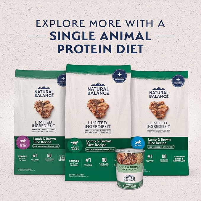 Natural Balance Limited Ingredient Puppy Dry Dog Food with Healthy Grains, Lamb & Brown Rice Recipe, 12 Pound (Pack of 1)