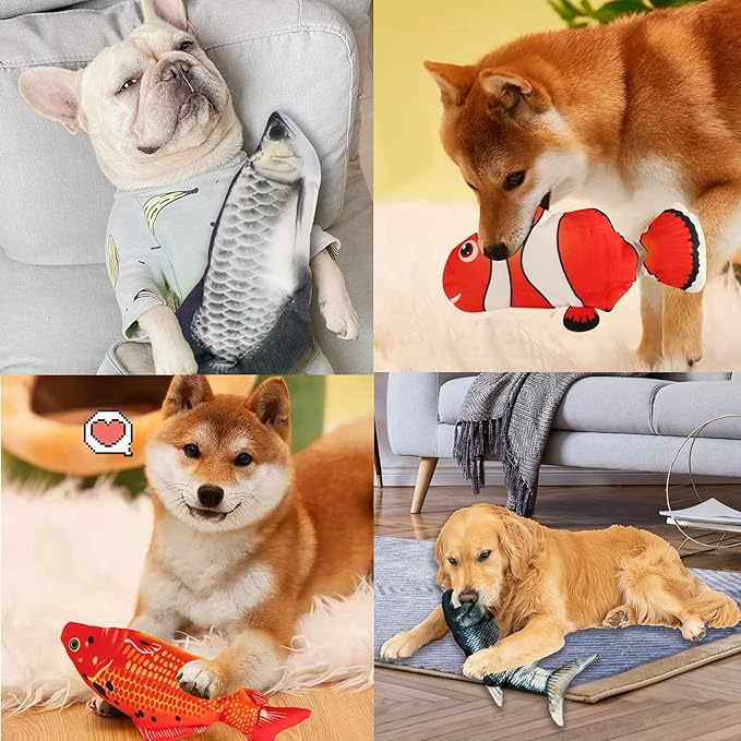 VAIZIQ Flopping Fish Electric Moving Dog Fish Toy，Realistic Flopping Fish Rocking Dog Toy，Interactive Pet Toys for Dog Exercise，Small and Medium Dog Floppy Fish Animal Toy
