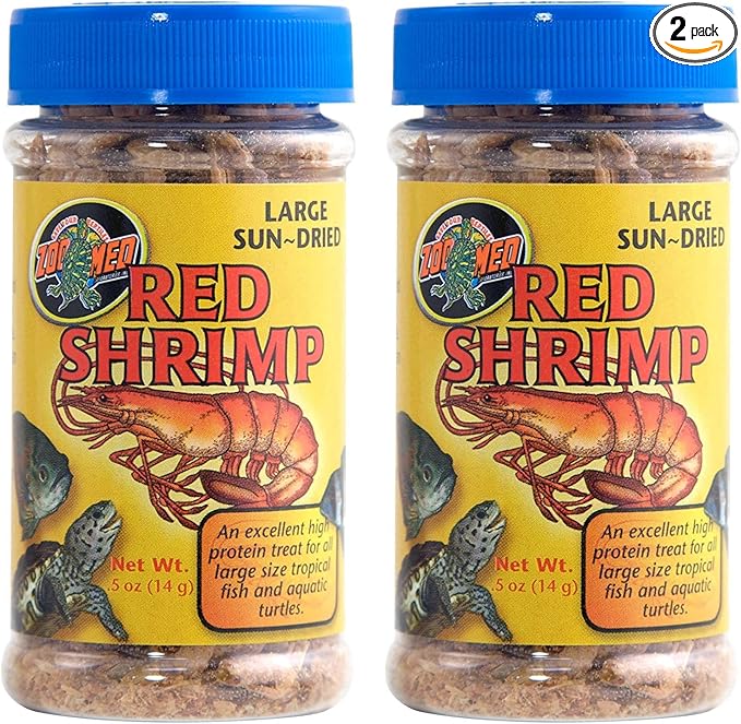 Zoo Med 2 Pack of Large Sun-Dried Red Shrimp, 0.5 Ounces Each, Treat for Large Tropical Fish and Aquatic Turtles