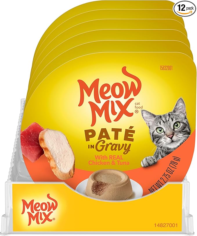 Meow Mix Pate in Gravy with Real Chicken & Tuna Wet Cat Food, 2.75 Ounce (Pack of 12)