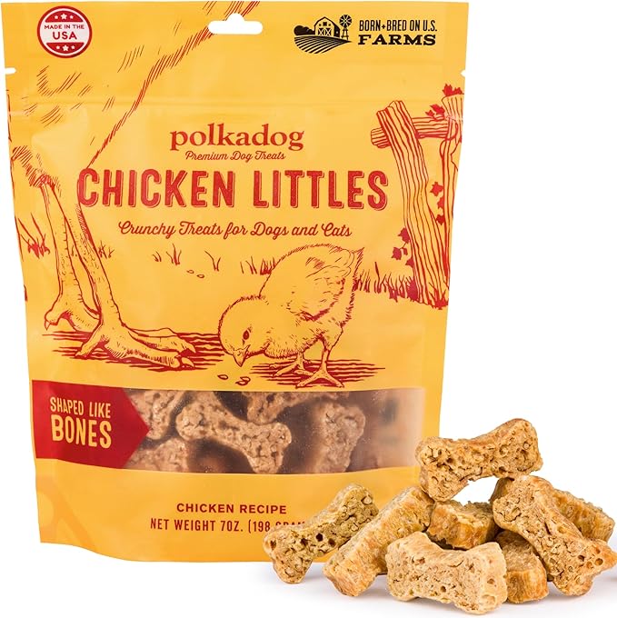 Polkadog Chicken Littles Bone Shaped Dog Treats - Chicken, Crunchy, All Natural, Limited Ingredient, Lean Protein Snacks for Dogs, Great for All Breeds, Made in USA - 7oz