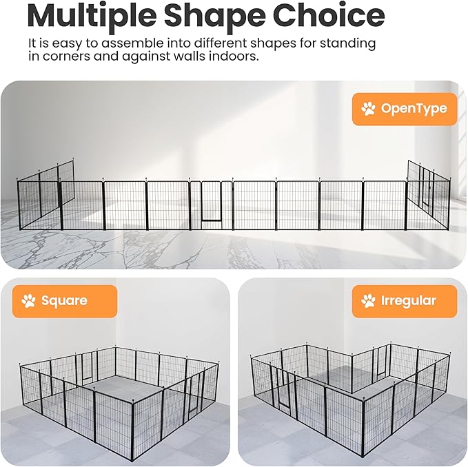 Simple Deluxe Dog Playpen Outdoor Indoor, 32 Inch 16 Panels Dog Fence for Small/Medium Dogs Puppy, Perfect Dog Pen for Camping, Yard, RV, Garden Fence, Black
