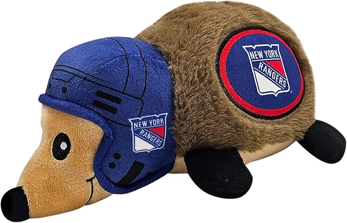 NHL New York Rangers Plush Hedgehog Toy for Dogs & Cats, Cool Soft Pet Toy for Fun and Interactive Play, Dog Chew Toy with Squeaker, Licensed Hot Pet Toy