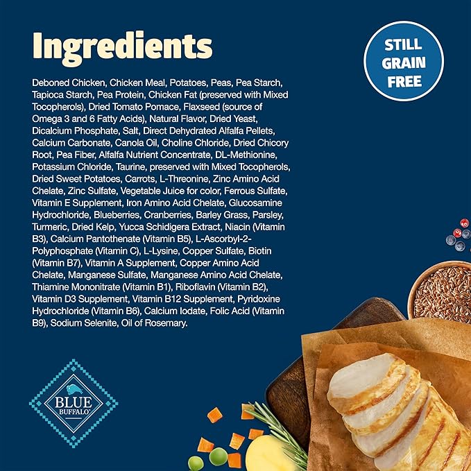 Blue Buffalo Freedom Grain-Free Small Breed Dry Dog Food, Supports High Energy Needs, Made in the USA with Natural Ingredients, Chicken & Potatoes, 4-lb Bag