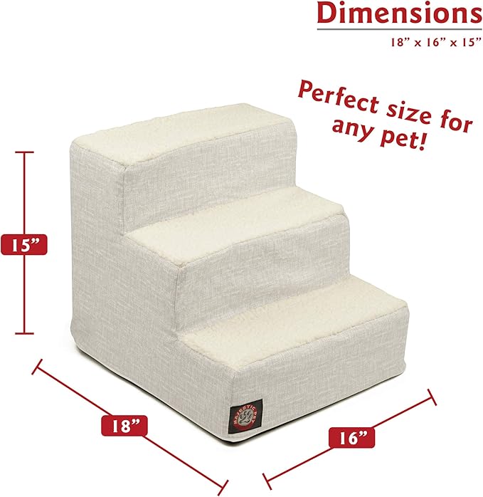 Majestic Pet Portable Pet Stairs | Soft Sherpa Steps Foam Feeling | Steps for Dogs & Cats | Dog & Cat Ramp | Indoor Only | Max Weight: up to 250 Lbs, 3 Step, Palette Heathered Gray