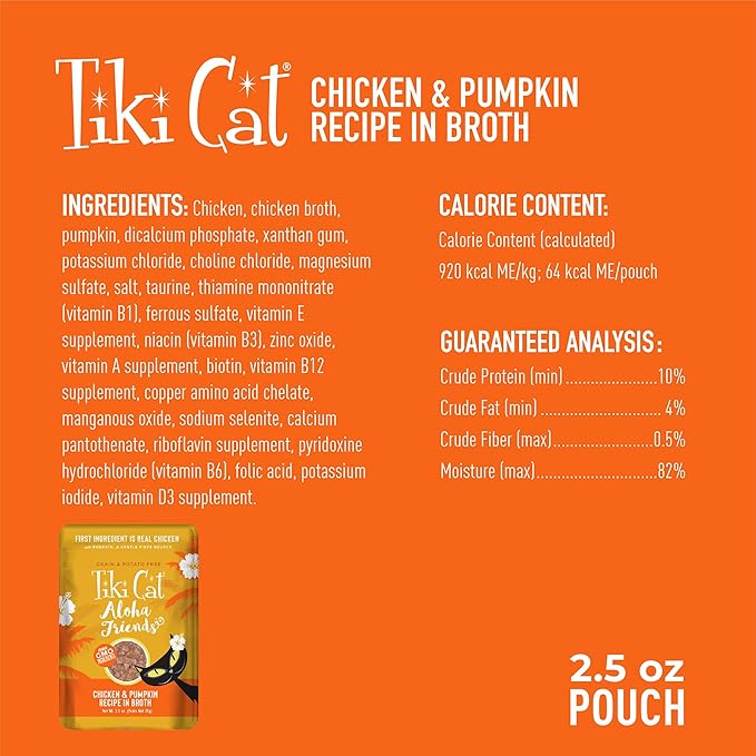 Tiki Cat Aloha Friends Wet Cat Food, Chicken & Pumpkin, 2.5 oz. Pouch (12 Count)