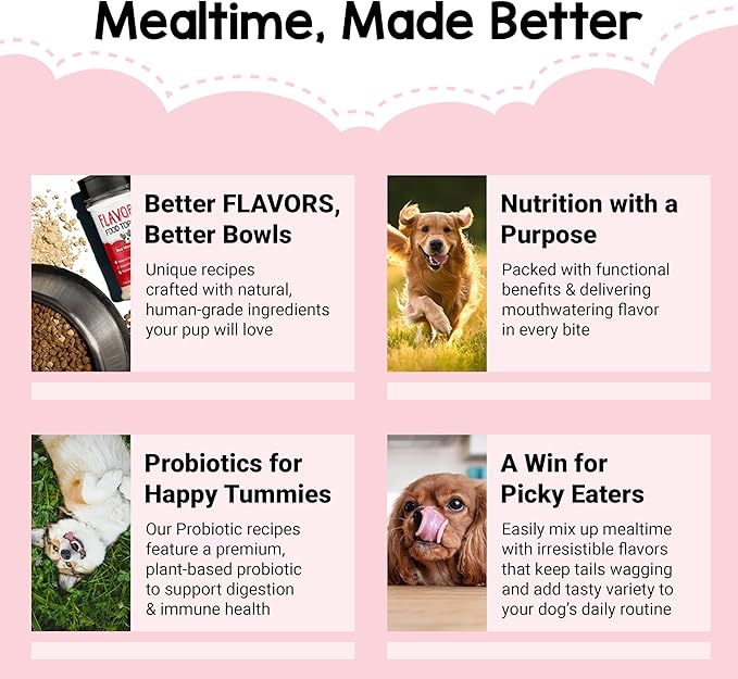 BEAUMONT BASICS Flavors Food Topper for Dogs - Red Meat Recipe with Beef Bone Broth - Natural, Grain Free - Kibble Seasoning & Hydrating Treat Mix for Picky Dog/Puppy, 6.0oz