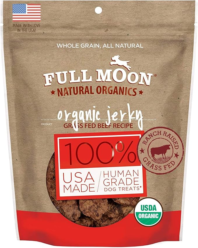 Full Moon Natural Organics Grass Fed Beef Jerky Healthy All Natural Dog Treats Human Grade 28 oz