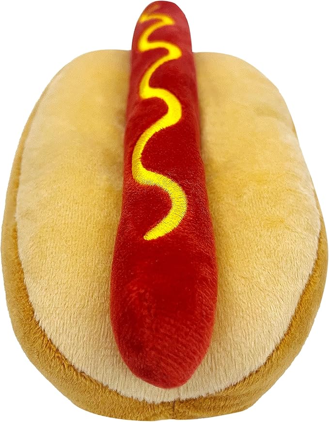 MLB Toronto Blue Jays Plush Dog Toys - Stadium Theme Snacks - Cutest Plush HOT-Dog Toy for Dogs & Cats with Inner Squeaker & Premium Embroidery of Baseball Team Name/Logo