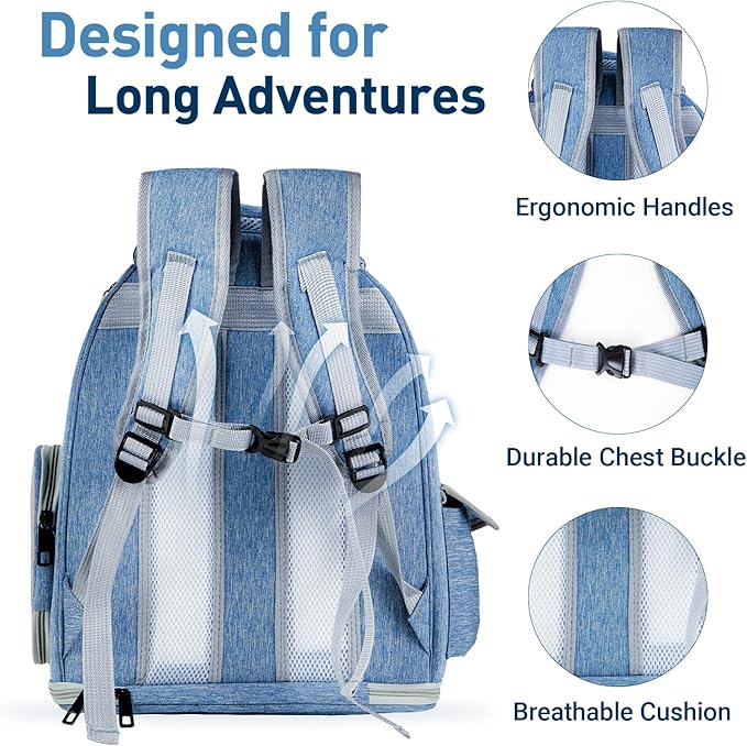 Cat Backpack Carrier with Large Space Bubble Window, Airline Approved Breathable Pet Carrier for Small Dogs Cats up to 15lbs, Foldable for Travel Hiking & Outdoor Use