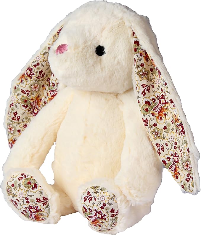 Petlou Durable Plush Rabbit Dog and Cat Toys with Multi-Squeaks and Crinkle Paper.15-Inch Beige Colour