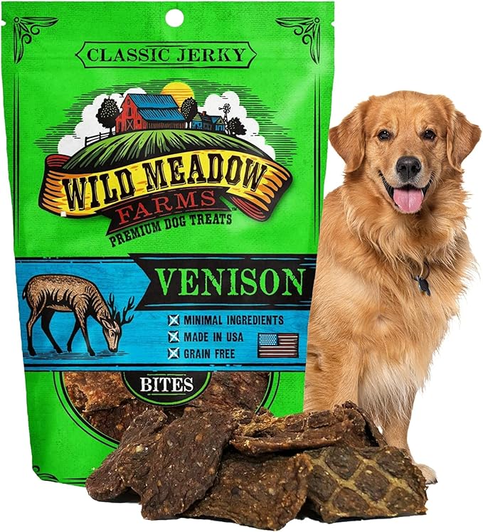Classic Venison Bites, Soft Jerky Treats for Dogs, Grain-Free & All-Natural, Ideal for Training, Portioning, and High-Value Rewards for All Breeds & Ages - 3.5 Ounce Pouch