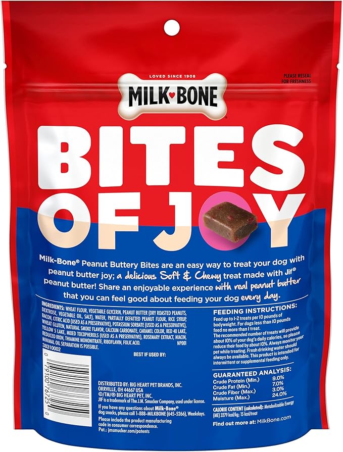 Milk-Bone Peanut Buttery Bites Soft Dog Treats with Real Peanut Butter & Bacon