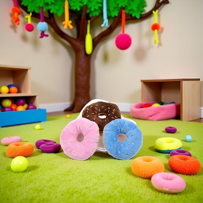 3Pcs Colorful Pet Toy Donut-Shape Squeaky Squeaker Puppy Dog Pet Cat Kitten Sound Chews Toy, Sturdy and Practical Simple and Sophisticated Design, Dog Squeak Toys