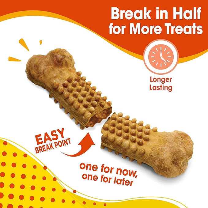 Nylabone Nubz Natural Dog Chew Treats for Large Dogs, Long Lasting Dog Chew Bones Made in the USA, Chicken Flavor Breath Freshener Dental Chews, Large Dog Bones for Dogs Over 30 lbs. (20 Count)