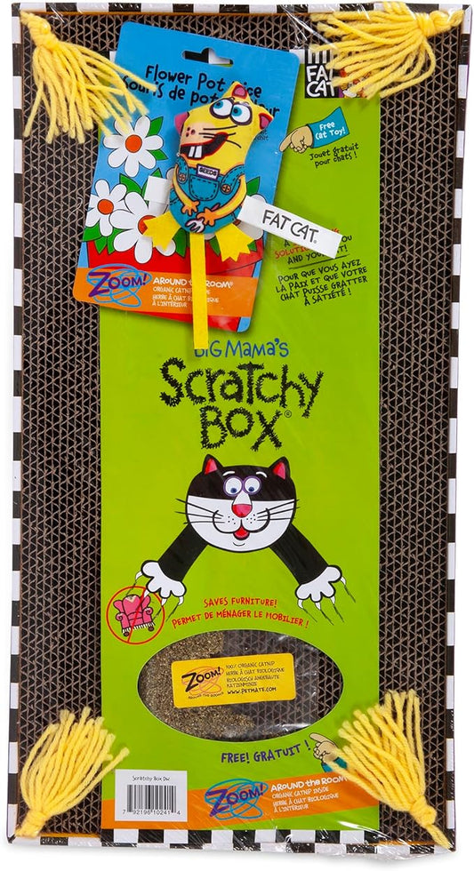 FAT CAT Big Mama's Scratch Cat Toy Box Includes 100% Organic Catnip Grown In The USA