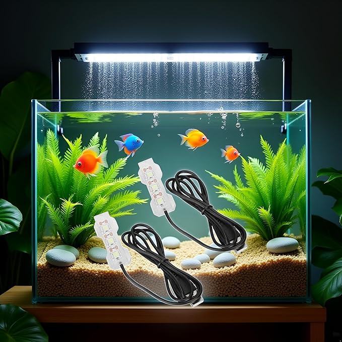 2Pcs Blue Light Small Aquarium Led Light, Multicolor Led Fish Tank for Freshwater Plants Aquarium Accessories，Fish and Aquatic Pets, Pet Supplies