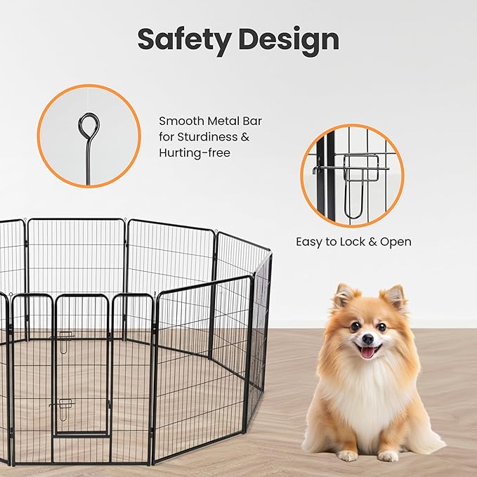 Simple Deluxe Dog Playpen Outdoor Indoor, 32 Inch 2 Panels Dog Fence for Small Dogs Puppy, Perfect Dog Pen for Camping, Yard, RV, Garden Fence, Black