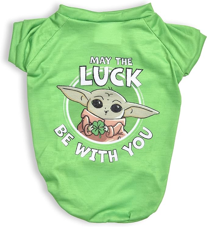 Star Wars for Pets Grogu May The Luck Be with You Dog Tee for St. Patrick’s Day | X-Large Dogs | Size Extra Large | Star Wars Dog Clothing and Apparel, Green, (FF20333)