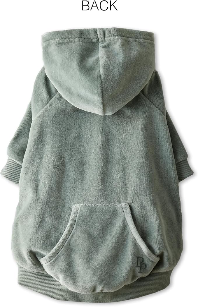Pet Passion Cooper II Organic Cotton Velour Dog Hoodie Pet Coat for Small, Medium and Large Dogs, Sage, X-Large (55-80 lbs)