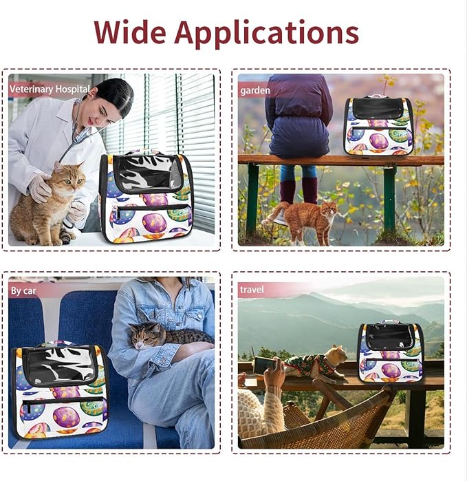 Happy Easter Eggs (1) Pet Carrier Airline Approved Pet Carrier Bag Dog Carrier for Small Medium Cats Dogs Puppies Kitten