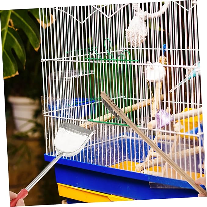 YARNOW 2Pcs Bird Cage Cleaning Tool Set Long Handle Brush Shovel for Parrot Care Reusable Easy to Clean for Maintaining Tidy Habitat