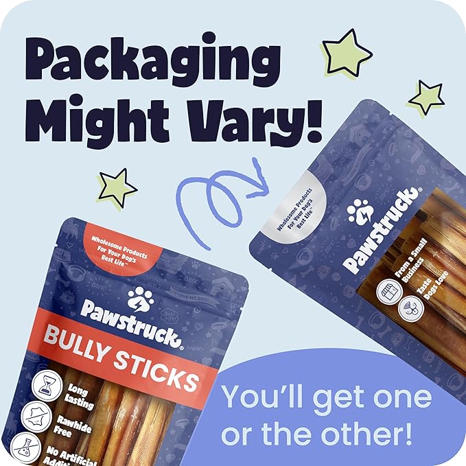 Pawstruck Natural 12” Braided Bully Sticks for Dogs - Tough, Long-Lasting, Rawhide-Free, Low Odor, Healthy Single Ingredient Chew Treat for Aggressive Chewers - 25 Count - Packaging May Vary