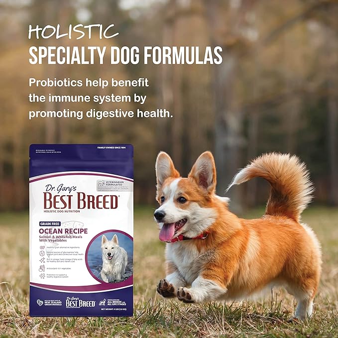 Dr. Gary's Best Breed Grain Free Ocean Recipe Slow-Cooked in USA, Natural Dry Dog Food for All Breeds and Sizes, 26lbs.