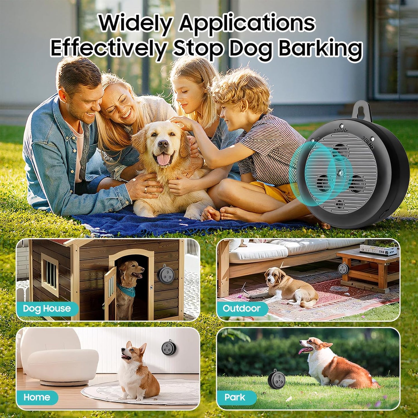 Anti Barking Devices，Auto Dog Bark Deterrent Devices with 3 Levels，Rechargeable Ultrasonic Bark Box Dog Barking Deterrent Devices, Effective Stop Barking Dog Devices for Indoor & Outdoor Dogs