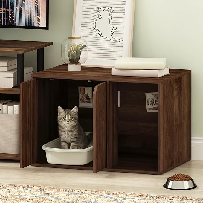 Furinno Peli Litter Box Enclosure, Small, Columbia Walnut