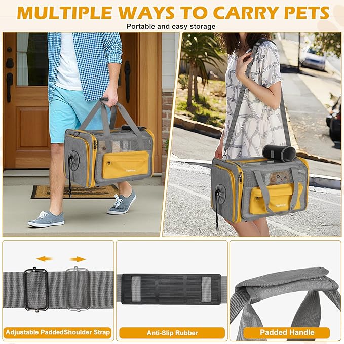 Cat Carriers, 17.7"x13"x13" Collapsible Pets Travel Carriers Dog Carrier Pet Carrier(Up to 20lbs), Waterproof Airline Approved Soft Sided, Car Travel Portable Bag for Big Cats/Small Dogs