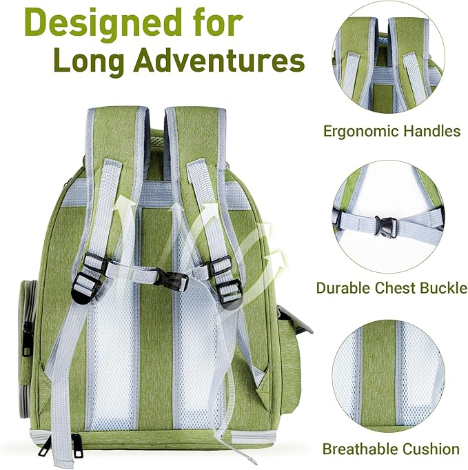 Cat Backpack Carrier with Large Space Bubble Window, Airline Approved Breathable Pet Carrier for Small Dogs Cats up to 15lbs, Foldable for Travel Hiking & Outdoor Use