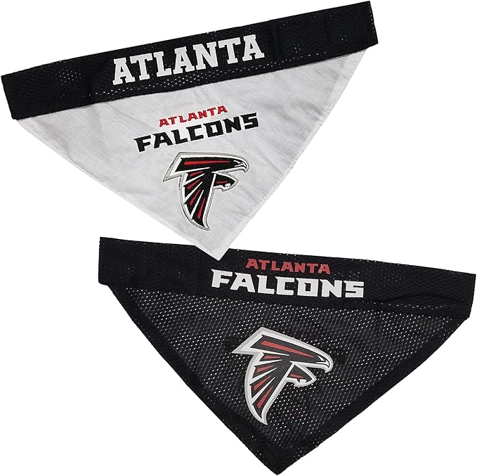 Pets First NFL DOG BANDANA - ATLANTA FALCONS REVERSIBLE PET BANDANA. 2 Sided Sports Bandana with a PREMIUM Embroidery TEAM LOGO, Small/Medium. - 2 Sizes & 32 NFL Teams available