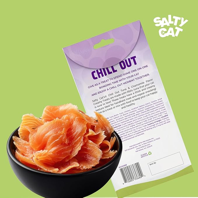 Salty Cat VitaCat Chill Out Natural Creamy Tuna & Pumpkin Functional Tube Treats for Cats, 15g (12 Pack)