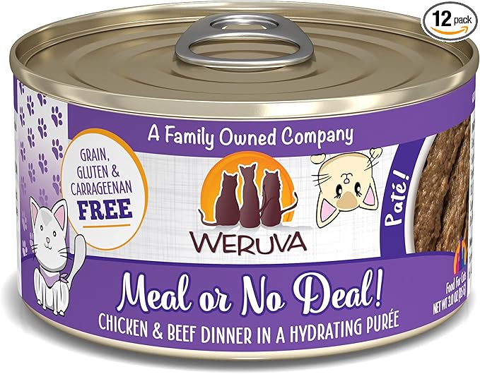 Weruva Classic Cat Paté, Meal or No Deal! with Chicken & Beef, 3oz Can (Pack of 12)