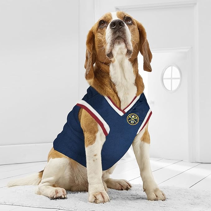 Pets First NBA Denver Nuggets Dog Jersey, Medium- Tank Top Basketball Pet Jersey