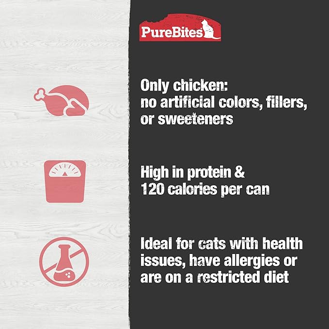 PureBites 100% Pure Chicken Pate Cat Treat | 2.5oz can | only 1 Ingredient | case of 12
