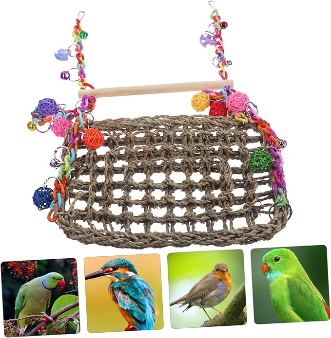 BESPORTBLE 1set Funny Bird Hammock Toy for Cockatiel Parrot Swing Perch Climbing Hammock for Pets Decorative and Comfortable Bird Cage Accessory