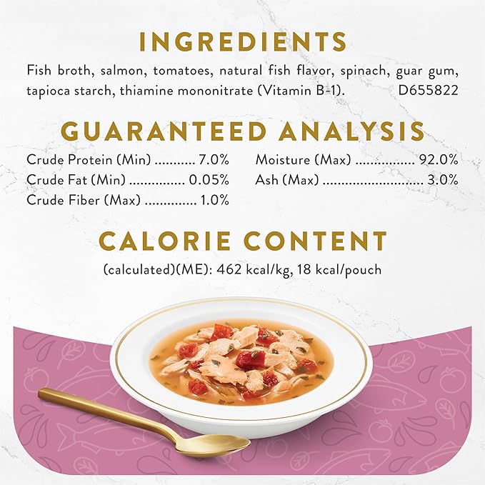 Fancy Feast Purina Lickable Wet Cat Food Broth Topper Complement,Classic with Wild Salmon and Vegetables - 1.4 oz. Pouches,(Pack of 32)