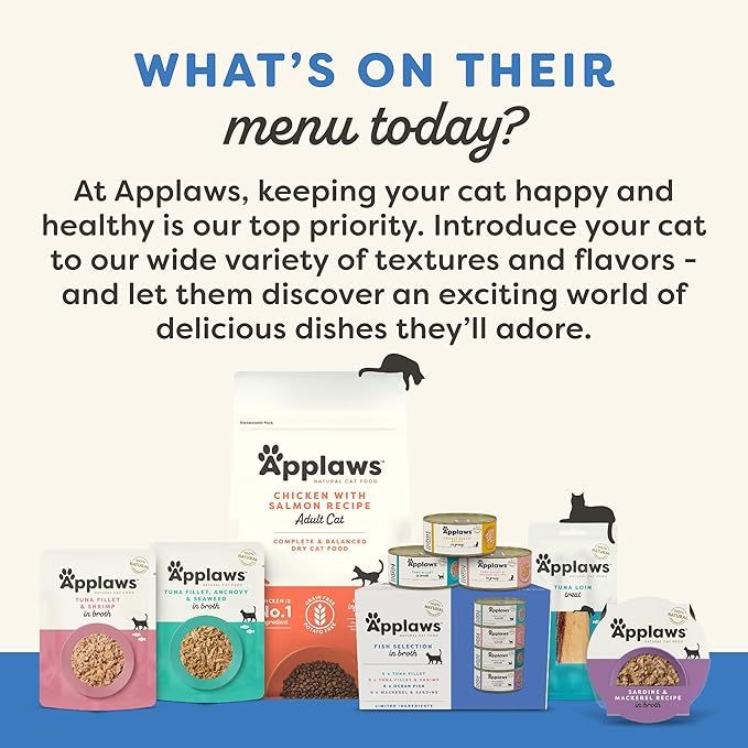 Applaws Senior Natural Wet Cat Food in Mousse, Limited and Natural Ingredients, High Protein with No Artificial Additives, Tuna Fillet & Pumpkin (24 Count, 2.47 oz Pouches)