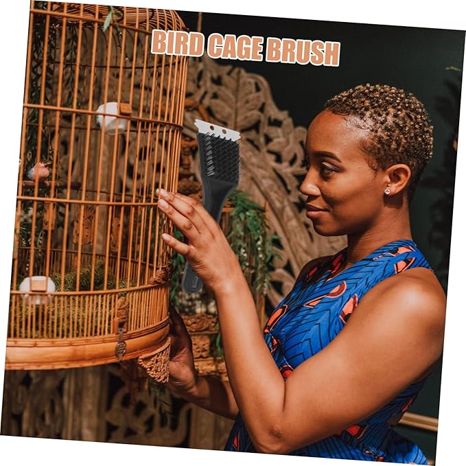 UPKOCH Birdcage Hygiene Brush Bird Droppings Removal Brush Long Handle Cage Cleaner Stainless Steel Shovel Versatile Pet Cage Cleaning Equipment