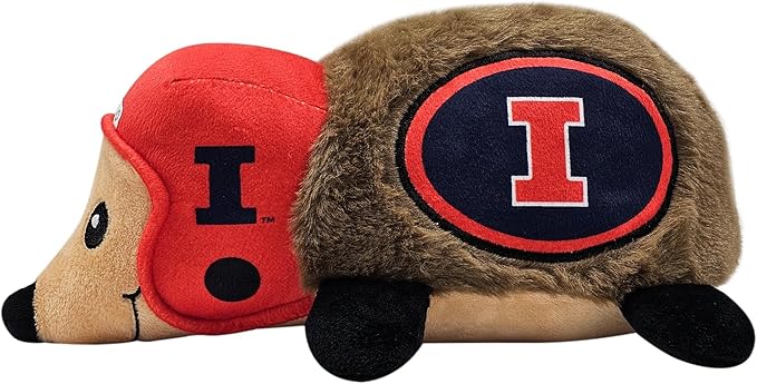 NCAA Illinois Fighting Illini Plush Hedgehog Toy for Dogs & Cats, Cool Soft Pet Toy for Fun and Interactive Play, Dog Chew Toy with Squeaker, Licensed Hot Pet Toy