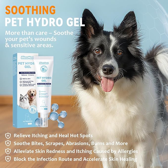 Pet Dog Wound Care Hydro Gel&Dog Hot Spot Gel -Cat Healing Aid for Wounds,Helps with Cuts,Bites,Ulcers & Burns,Relieves Skin Allergies& Itchy Skin,Dog First Aid Kits. Safe if Licked.2 Ounces.