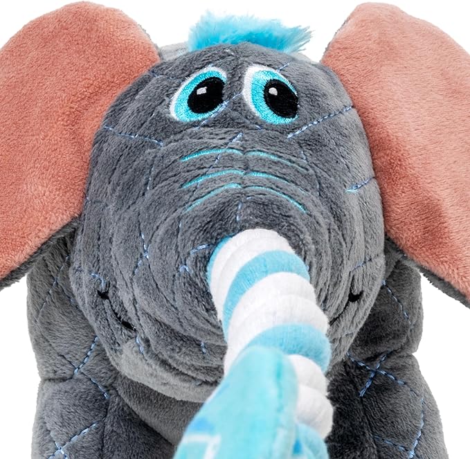 KONG Bendeez Dog Toy – Durable Plush with Rope, Flexible Twistable Design, Squeaker for Interactive Play, Large Size for All Dogs (Elephant)