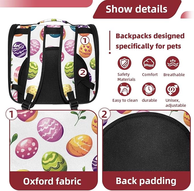 Easter Eggs (3) Cat Backpack Carrier, Breathable Cat Carrier Large Space Bubble Pet Backpack for Kitty Small Dog