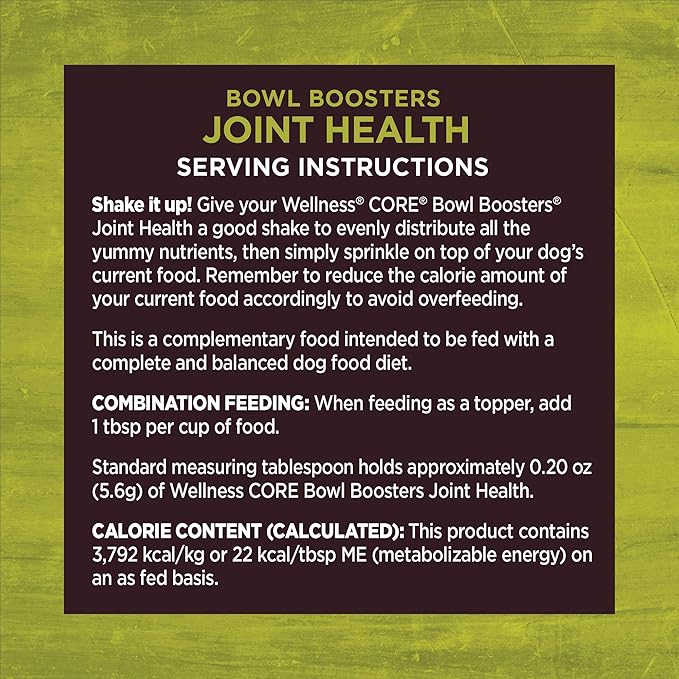 Wellness Bowl Boosters, Dog Food Topper for Small, Medium, & Large Breeds, Grain Free, Natural, Freeze Dried, Joint Health Chicken, 4 Ounce Bag (Pack of 2)