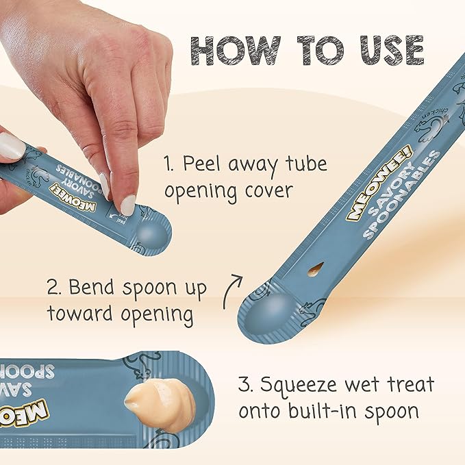 MEOWEE! Savory Spoonables Variety Pack, 12 Count Tube, Triple Flavor Squeezable Lickable Wet Treats for Cats with Built-in Spoon for Less Mess (Pack of 2)